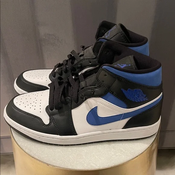 Nike Men's Air Jordan’s Black, White, and Blue Sneakers - Picture 1 of 5